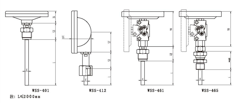 WSS工業(yè)雙金屬溫度計(jì)（通用型螺紋式）_http://m.salipt.com.cn_雙金屬溫度計(jì)_第3張
