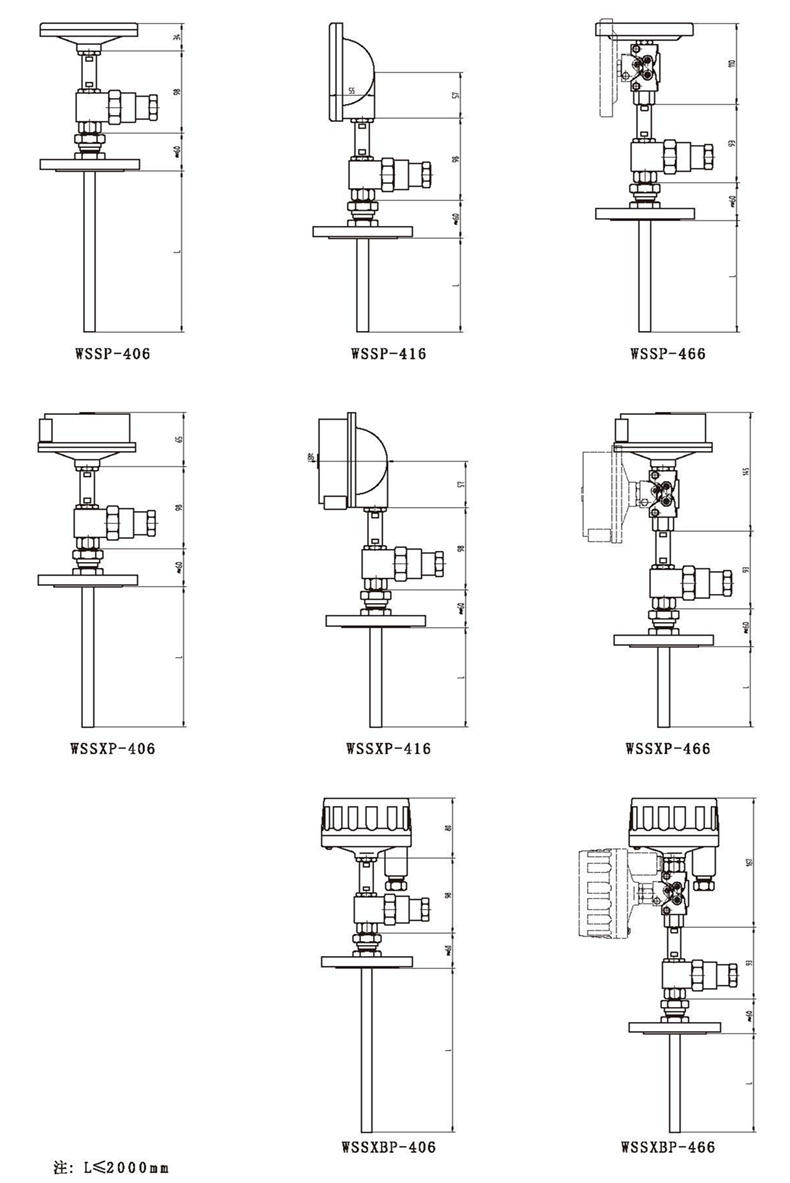 WSSX工業(yè)雙金屬溫度計(jì)（一體化型法蘭式）_http://m.salipt.com.cn_雙金屬溫度計(jì)_第3張